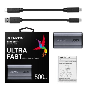 A-Data SE880 SSD - 500GB - Grau - Extern SSD - USB 3.2 Gen 2x2