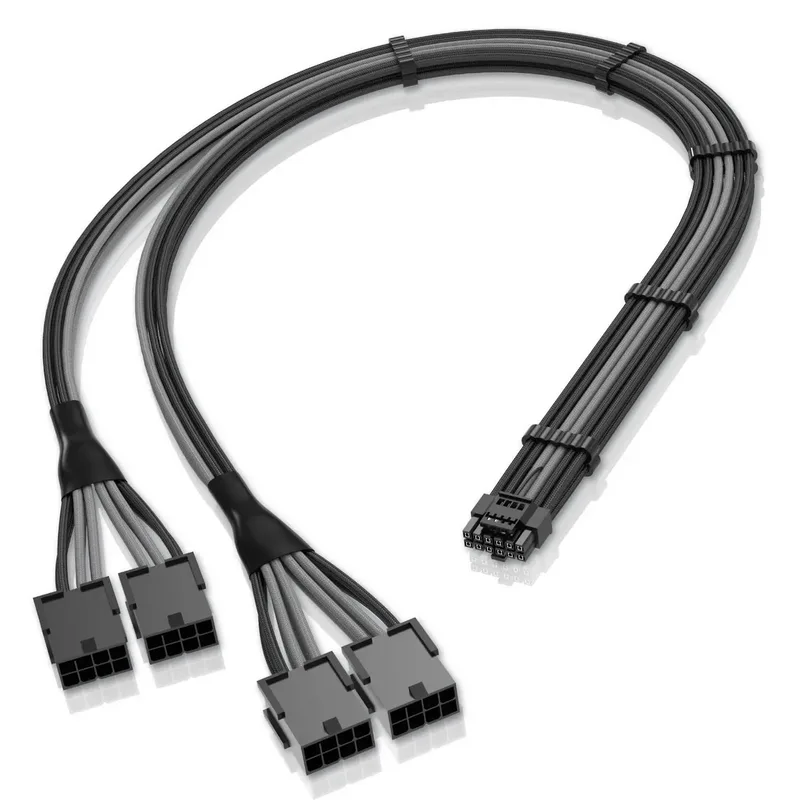 Adattatore GPU PCIe 5.0 da 16Pin (12+4) 12VHPWR a 4X PCIE 8Pin - Nero/Grigio