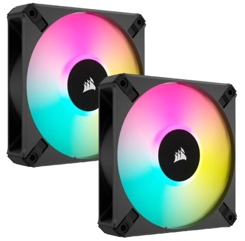 AF ELITE Series, AF140 RGB ELITE, 140mm Fluid Dynamic RGB Fan with AirGuide, Dual Pack with Lighting Node CORE