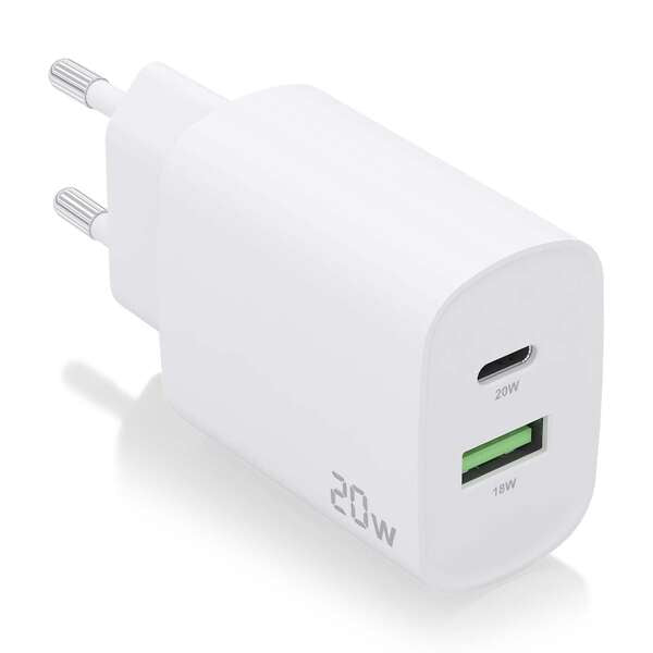 CARREGADOR AISENS 20W 1XUSB-C PD3.0 1XUSB-A QC3.0 BRANCO
