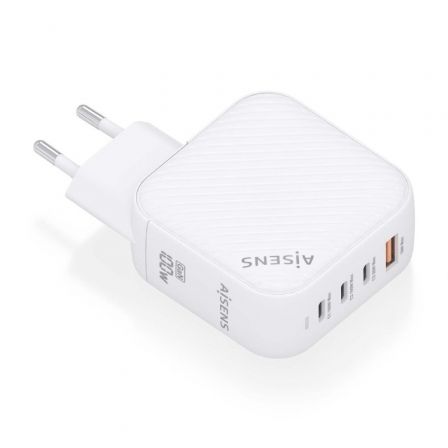 AISENS - CARGADOR GaN 100W, 3xUSB-C PD3.0 QC4.0, 1xUSB-A QC3.0, BLANCO
