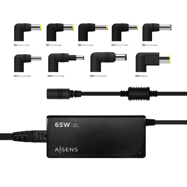 AISENS ASLC-65WAUTO-BK adaptador e transformador Interior 65 W Pr