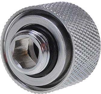 Alphacool HT Anschluss gerade G1/4 Zoll AG auf 16mm AD Hardtube - gerändelt, silber glänzend