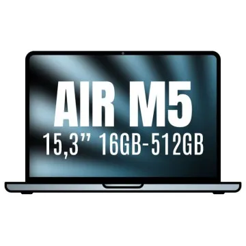 Apple MacBook Air 15,3" / Processador M5 de 10 núcleos / 16 GB de RAM / SSD de 512 GB / GPU de 10 núcleos / Cor: Preto