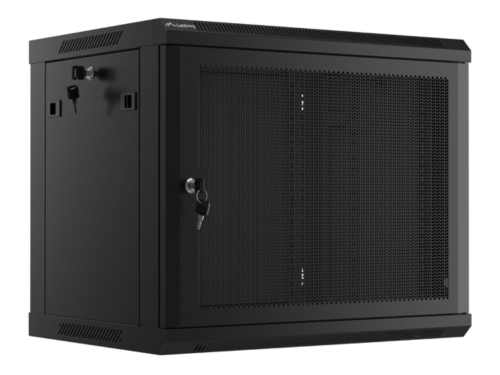 ARMARIO LANBERG 9U 600X450 COM PORTA PERFURADA RACK 19 H-60 KG PRETO FLAT PACK
