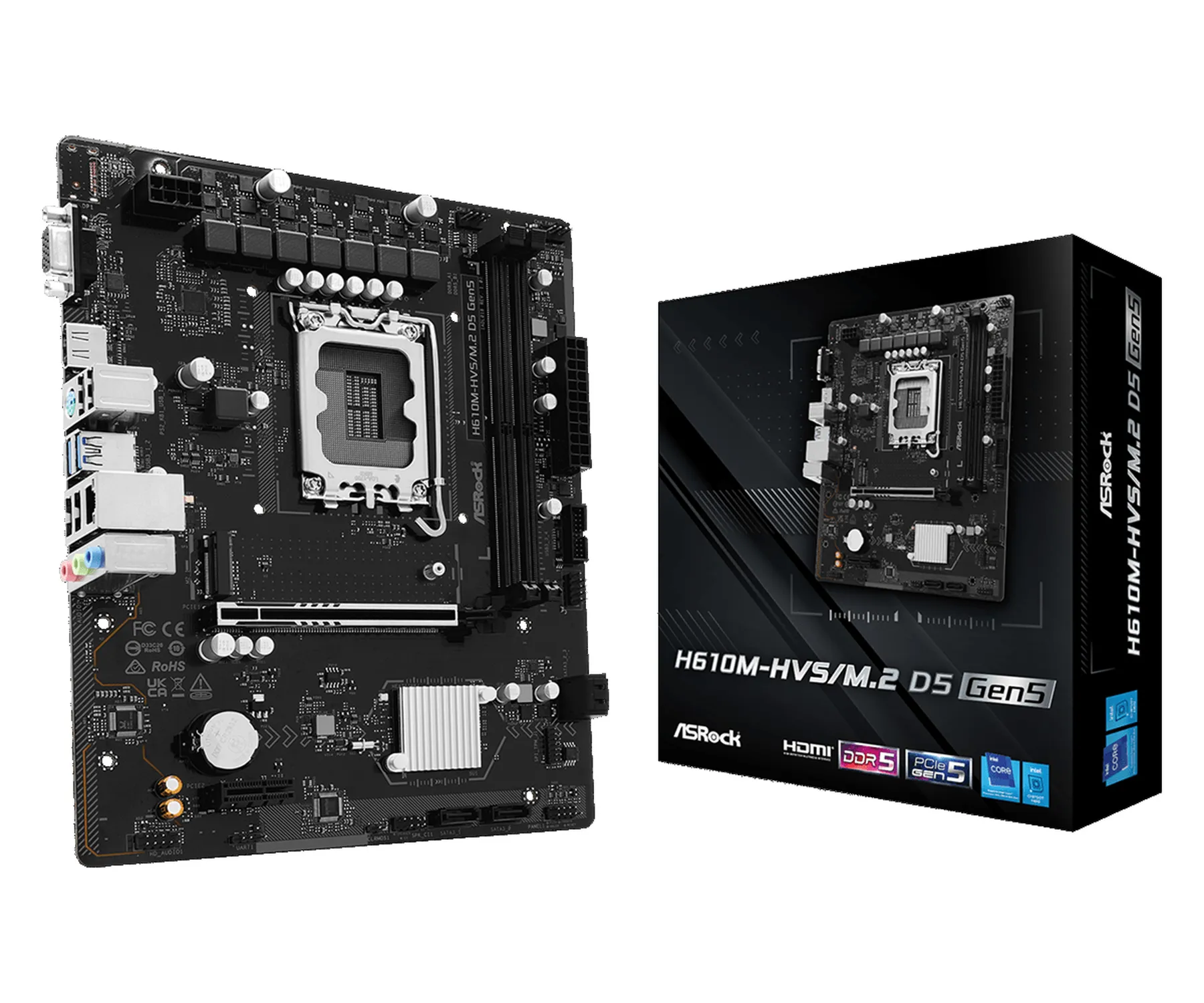 ASRock H610M-HVS/M.2 D5 Gen5 - Carte mère Intel LGA1700 µATX H610 DDR5