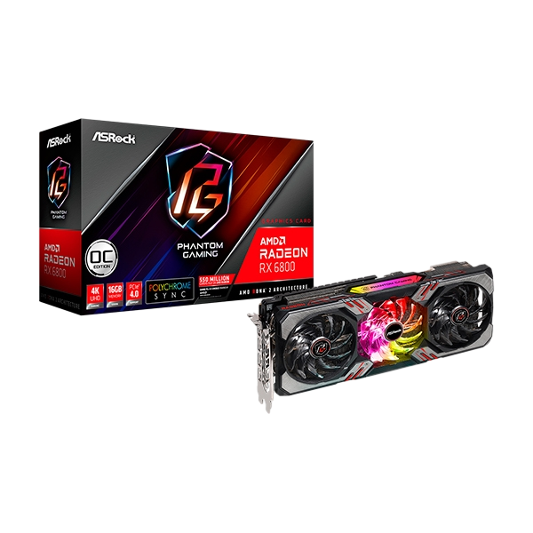 Asrock Radeon RX6800 OC Phantom Gaming D 16GB GDDR6 – Tarjeta Gráfica AMD