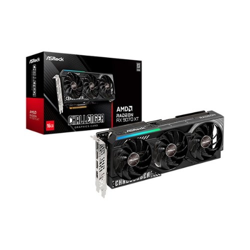 ASRockRadeon RX 9070 XT Challenger 16GB, Grafikkarte(schwarz/grau, RDNA4, GDDR6, 3x DisplayPort, 1x HDMI 2.1)