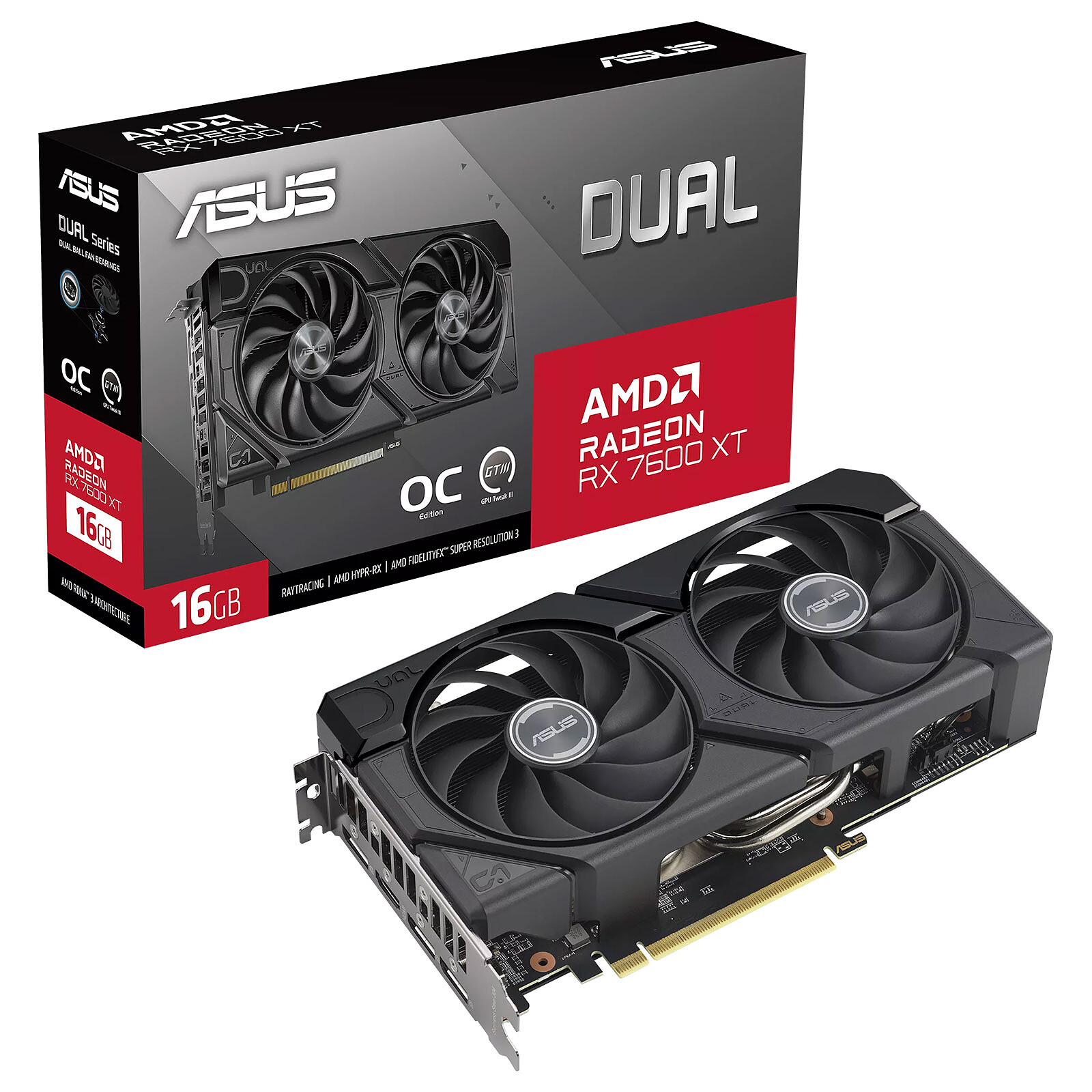 VGA ASUS RX7600XT DUAL 16GB OC GDDR6X HDMI/3DP