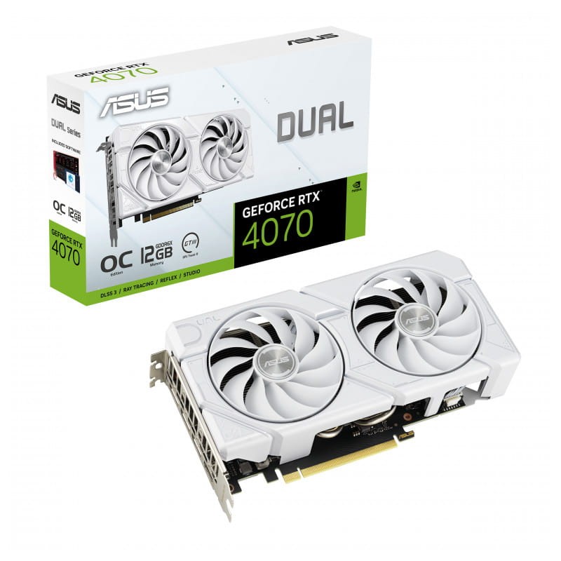 ASUS DUAL-RTX4070 O12G EVO Branco 12 GB GDDR6X - Placa gr&aacute;fica