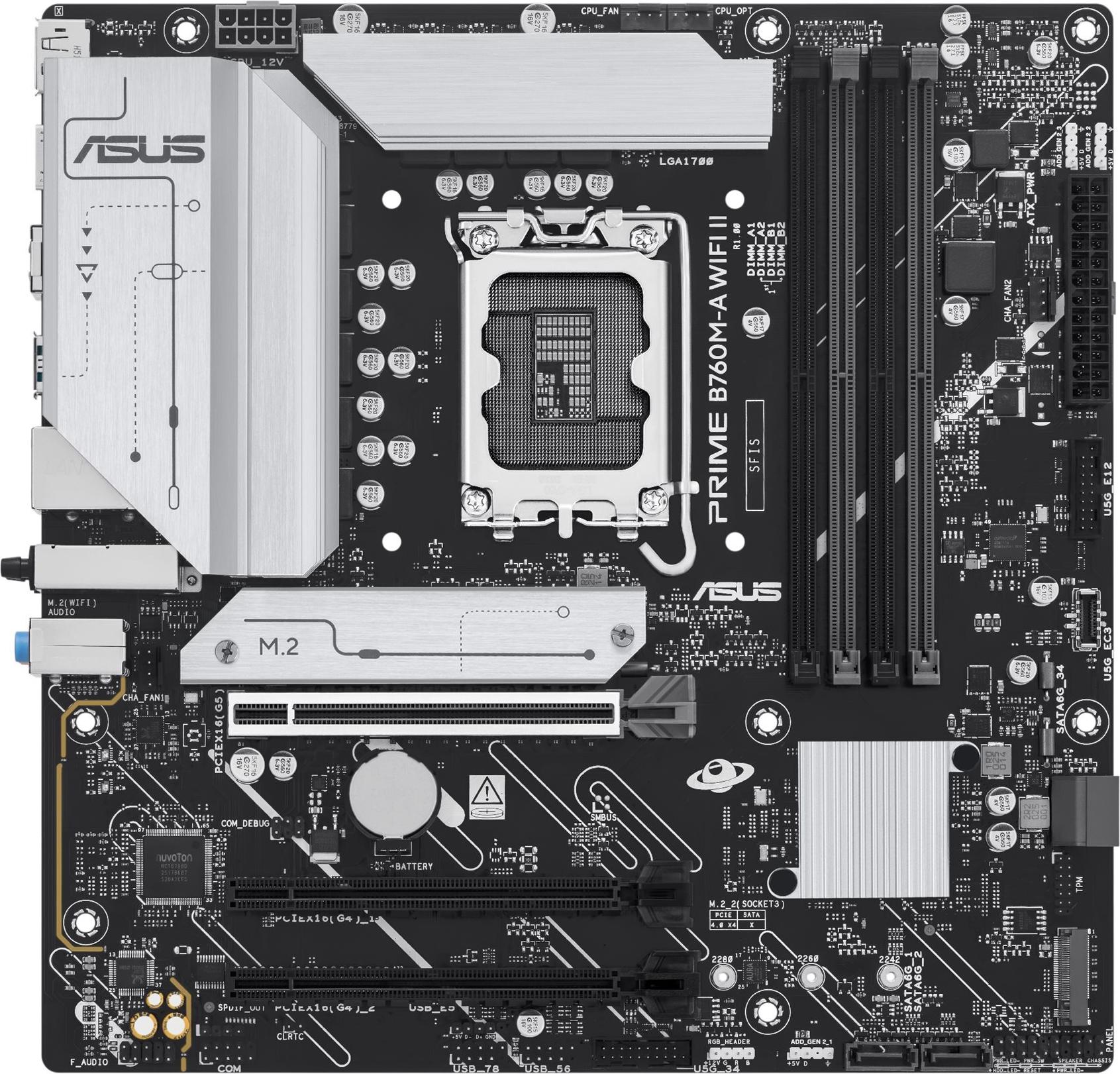 ASUS PRIME B760M-A WIFI II Mainboard micro ATX Intel B760 LGA 1700 DDR5 Wi-Fi 6E