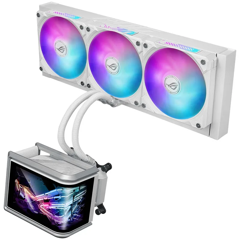 Asus ROG Ryuo IV SLC 360 ARGB Cooler AIO, schermo AMOLED Curvo 6,67", 360 mm - Bianco