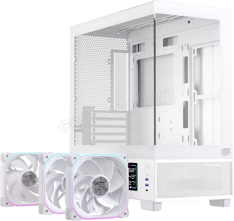 Boitier Micro ATX Einarex SM501D RGB avec panneaux vitrés (Blanc)