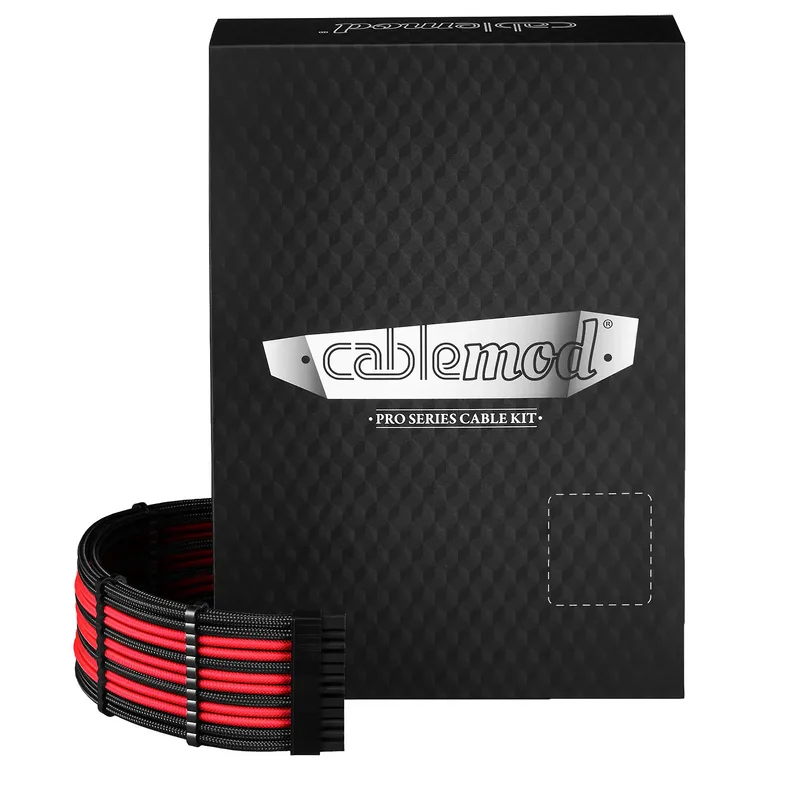 CableMod C-Series Pro ModMesh Sleeved 12V-2x6 12VHPWR Dual StealthSense-Kabel-Kit für Corsair RMi, RMx (Black Label) - schwarz/rot