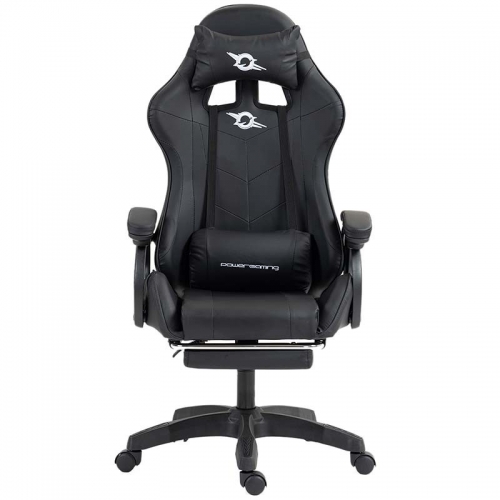 Cadeira PowerGaming 7-pontos Massagem Apoio para pés Preto