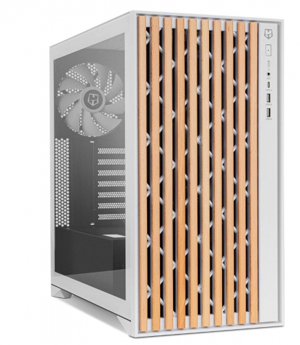 Caixa ATX Nox Hummer Element Elegant Wood Tempered Glass Branca NXHUMMERELEMENT