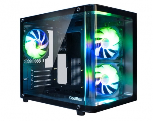 Caixa de PC gaming CoolBox Vision GM100 micro ATX painel lateral com janel vidro temperado USB/Audio , COO-CHA-GM100-0