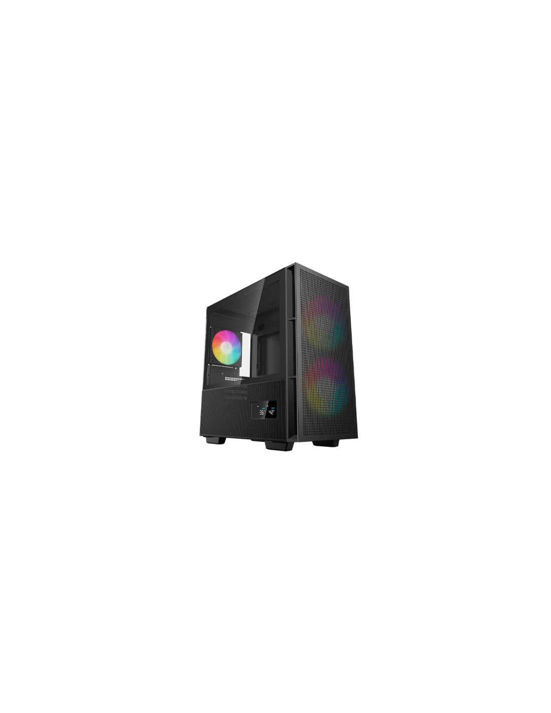 Caixa DEEPCOOL CH360 Digital Black: Torre mATX com 2 ventoinhas de 140 mm, vidro temperado e iluminação ARGB