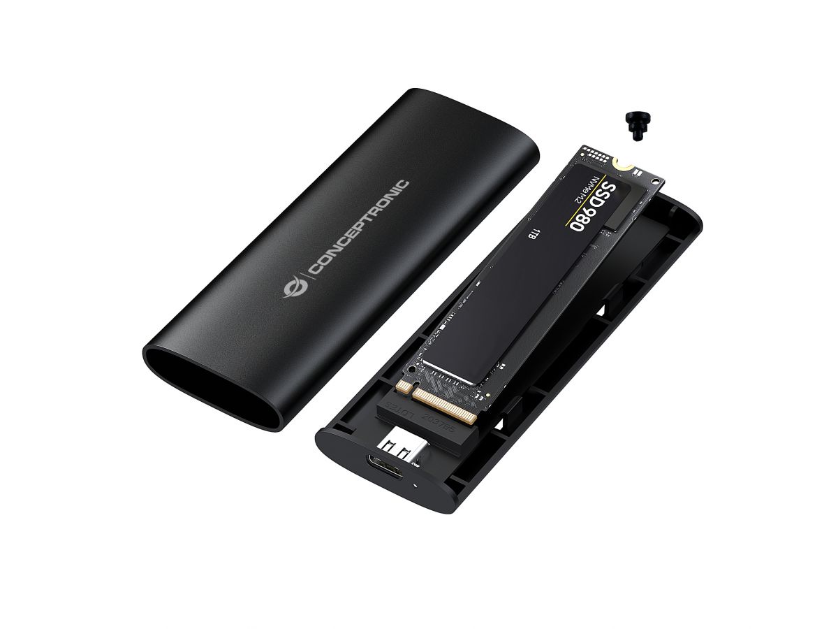 Caixa Disco SSD Externa Conceptronic DANTE04B M.2 SATA/NVMe  Enclosure USB 3.2 Gen 2, Dual Protocol