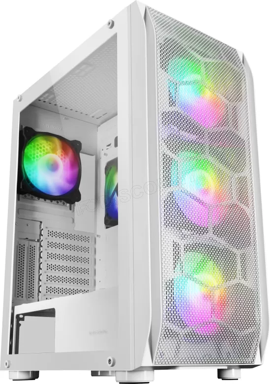Caixa MARS GAMING MC-KX E-ATX XL CASE, 5X 12CM ARGB FAN   CONTROLLER,CPU FREEZER,GLASS,FRONT MESH,WH