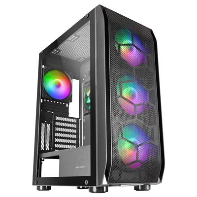 Caixa MARS GAMING MC-KX E-ATX XL CASE,5X 12CM ARGB FAN   CONTROLLER,CPU FREEZER,GLASS,FRONT MESH,BLK