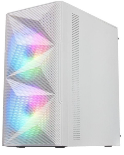Caixa MARS GAMING MC-ME MICRO-ATX TEMPERED GLASS, GEOMETRIC FRONT MESH, 2x120MM FRGB FAN, WHITE