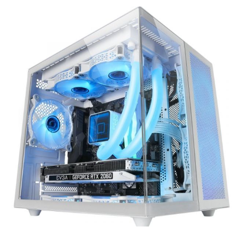 Caixa MARS GAMING MCNOVAM, MATX PREMIUM CUSTOM ALUMINIUM FRONT COOLING 90º GLASS, USB-C, Branco