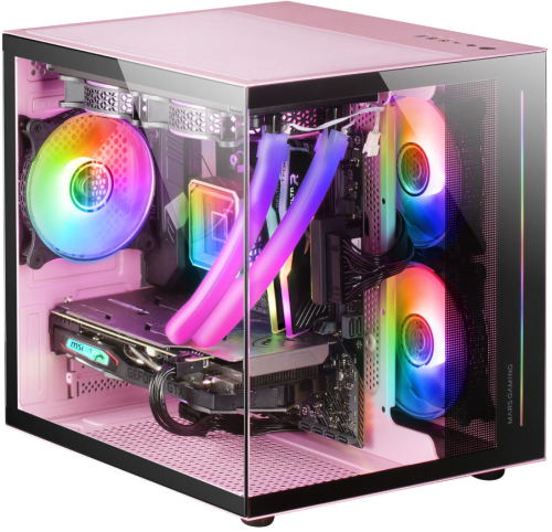 Caixa Micro-ATX MCVIEW Vidro Temperado (Rosa) - MARS GAMING