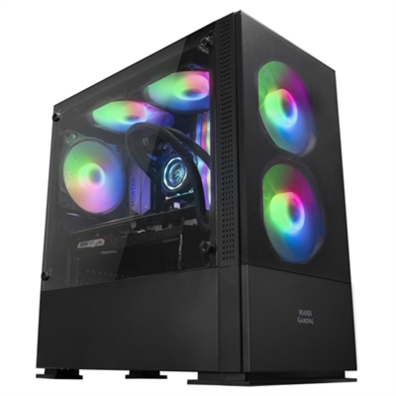CAIXA MICRO-ATX CASE MARS GAMING MCZ PREMIUM, 2X FRGB FAN, WINDOW, MESH, WATERC., BLACK