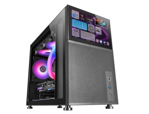 Caixa Micro-ATX MC-LCD c/ Vidro Temperado e Ecrã LCD IPS 8" (Preto) - MARS GAMING