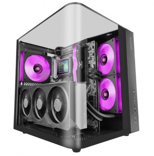 CAIXA PC MARS GAMING MC-INFINIOLITE ATX FRAMELESS FULL ROUNDED GLASS USB-C BLACK MCINFINIOLITE