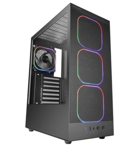 CAIXA PC MARS GAMING MC-NEBULA ATX CASE 4X ARGB FAN CONTROL HUB GLASS MESH BLACK MCNEBULA
