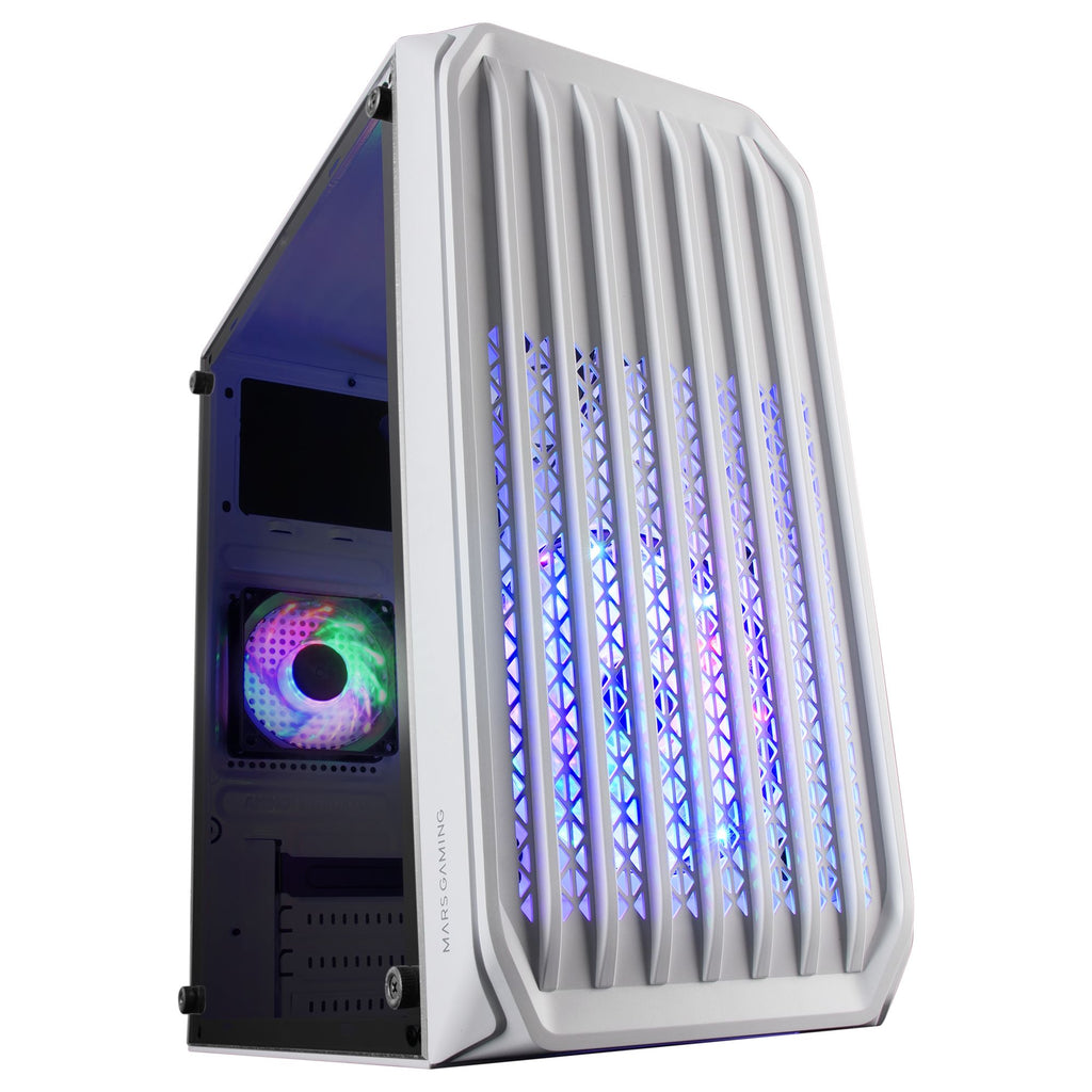 Caixa MARS GAMING MC-S2 MICRO-ATX CASE, 2X FRGB FAN, FRONT MESH, WINDOW, USB 3.0, WHITE