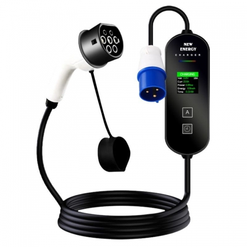 Carregador portátil para carros elétricos 32A / 7,0 kW / monofásico / 10 m / LCD - EV Tipo 2