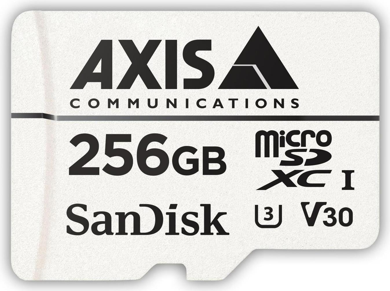 Cartão de memória 256GB flash AXIS 02021-001 Surveillance  (adaptador microSDXC para SD Incluído) Video Class V30 / UHS Class 3 / Class10  para AXIS D3110, M3085, M3086, M5075, P3818, Q1656, Q1715, Q1942, Q3538, Q6100, P37 Series