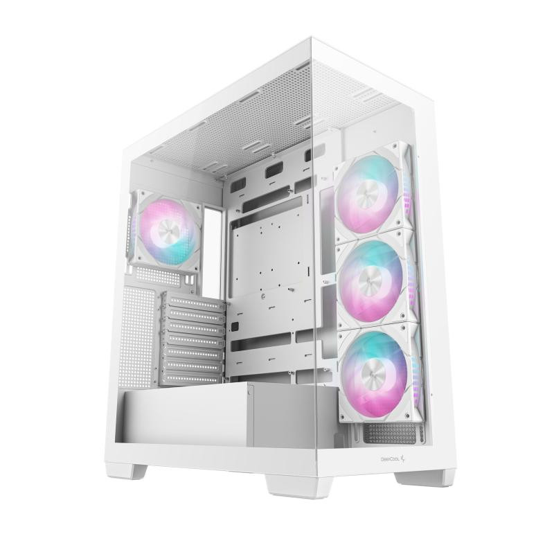 Case DeepCool CG580 WH 4F – Mid Tower ATX, camera singola e doppio vetro temperato panoramico, 4 ventole ARGB incluse, Bianco