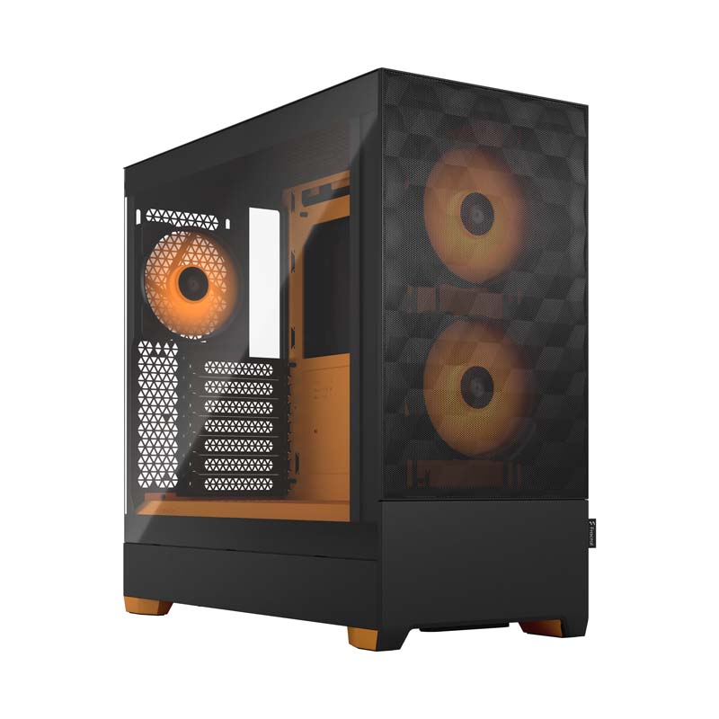Case Fractal Pop Air– Mid-Tower ATX, pannello laterale in vetro temperato, 3 ventole 120mm A-RGB incluse – Nero/Arancione