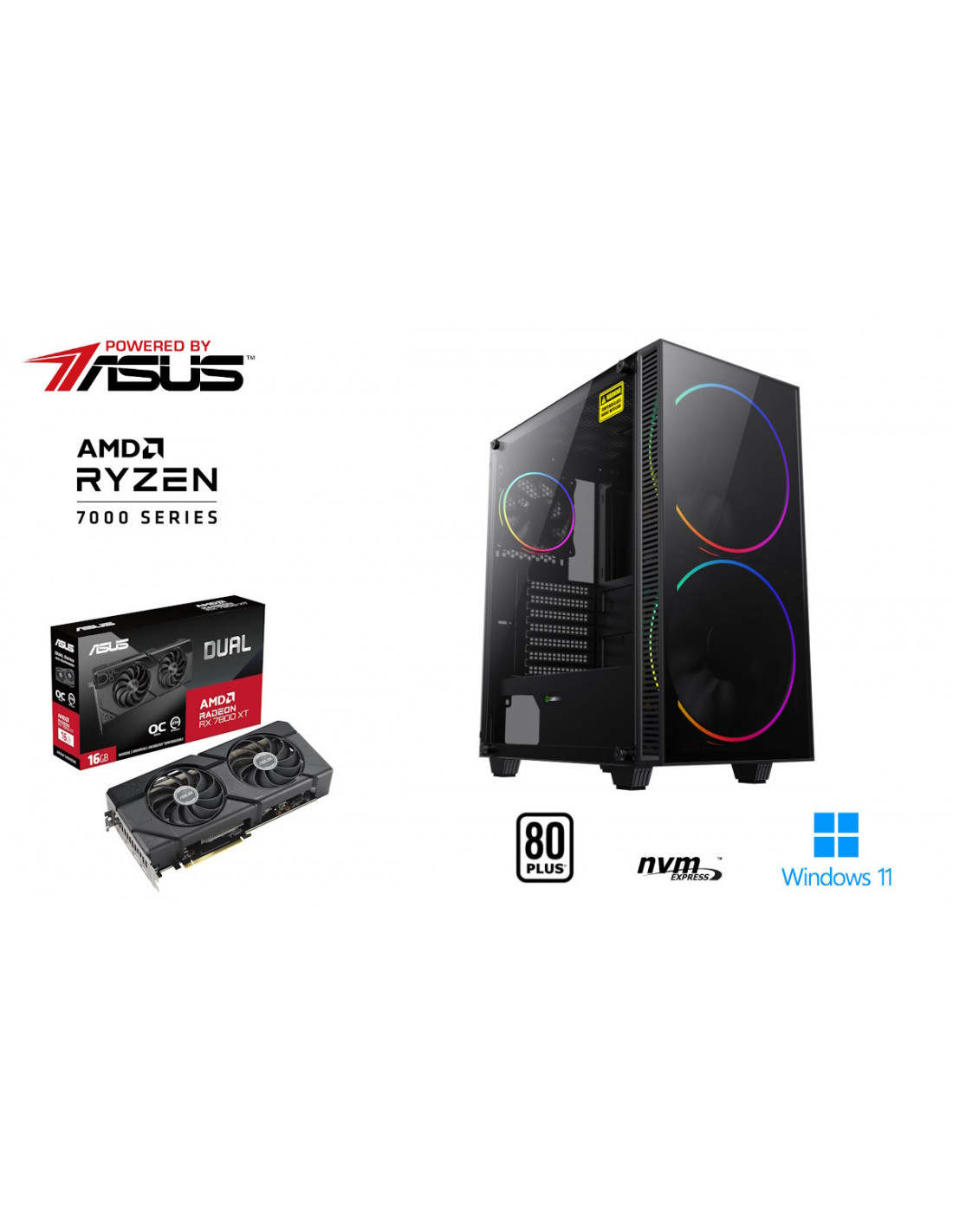 Computador Gaming INSYS Ryzen 7 7800X3D 32GB RX7800XT SSD 1TB Win11