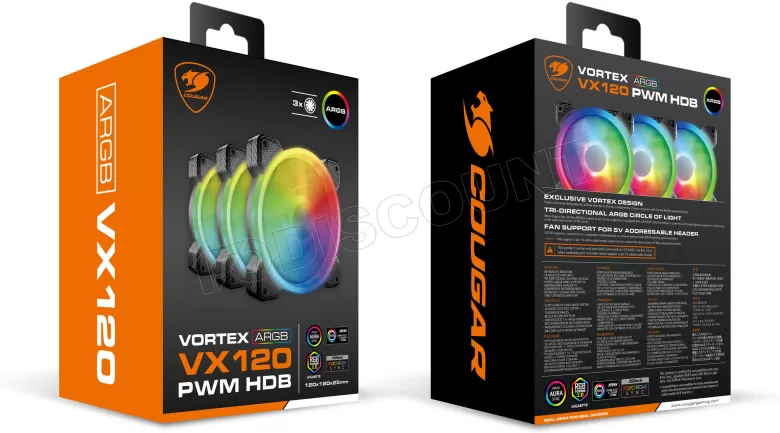 COUGAR Vortex ARGB VX120 Kit 3 Ventole 120mm PWM