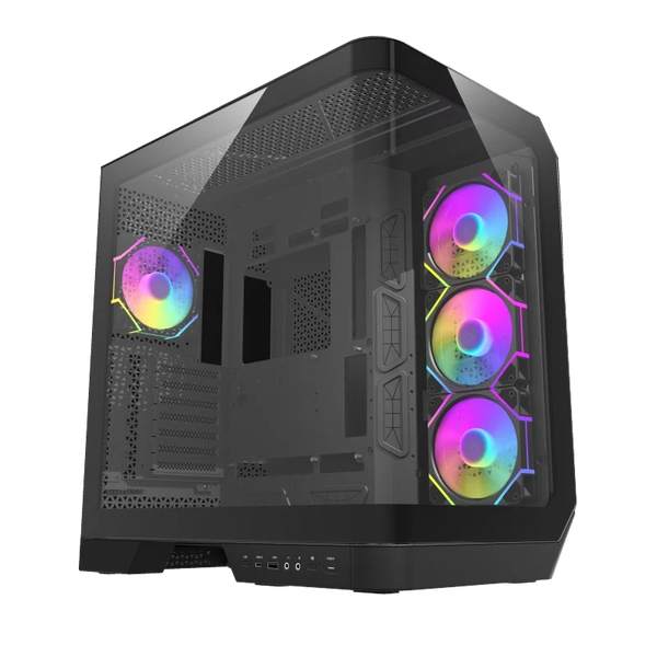 Darkflash DY570 ARGB | Caja ATX Black Full Tower Cristal Curvo Doble Cámara
