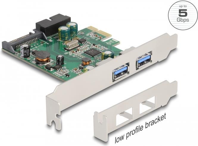 DeLock Carte Contrôleur PCI Express vers 2 ports USB 3.0 et 1 header USB 3.0