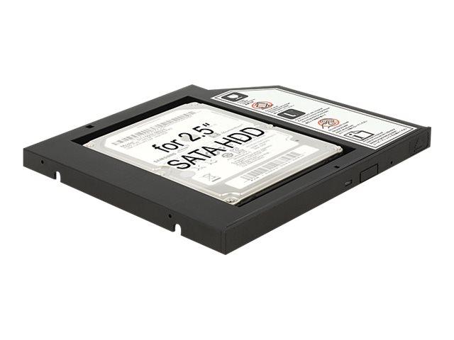 DeLock Einbaurahmen 2,5 Zoll SSD/HDD in Notebook-Laufwerksschacht (5,25 Zoll), Slim, SATA, Höhe: 7-9,5mm