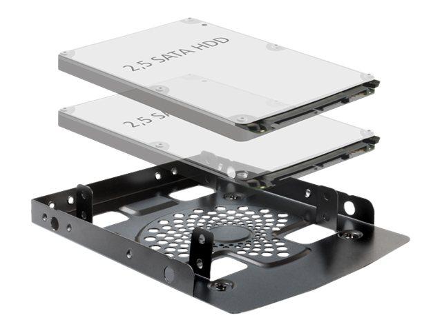 DeLock Einbausatz 3,5 Zoll für 2x 2,5 Zoll HDDs Metall schwarz