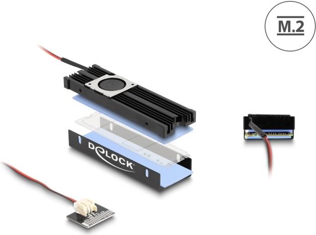 Delock Kühlkörper mit Lüfter für M.2 SSD 2280 Schwarz