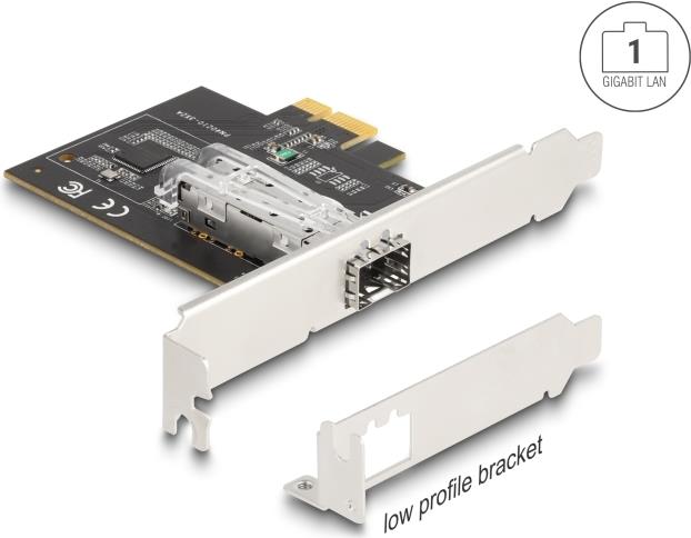 Delock PCI Express x1 Netzwerkkarte 1x SFP Slot Gigabit LAN i210, Schwarz