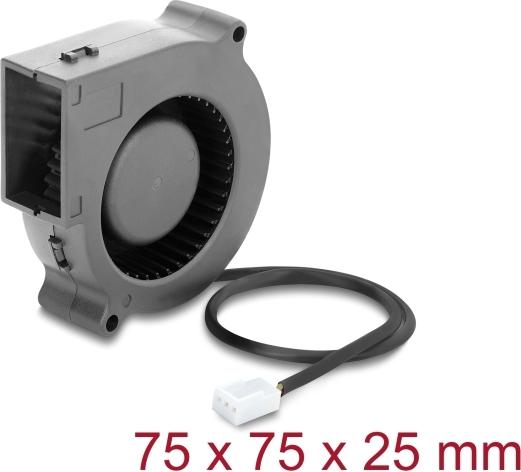 Delock Radiallüfter 12 V DC 75 x 75 x 25 mm 3-Pin Schwarz