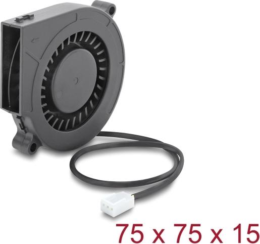Delock Radiallüfter 12 V DC 75 x 75 x 15 mm 3-Pin Schwarz