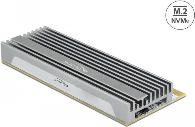 Delock Speicher-Controller PCIe 4.0 x16 zu 1x NVMe M.2 Key M mit RGB-LED Silber