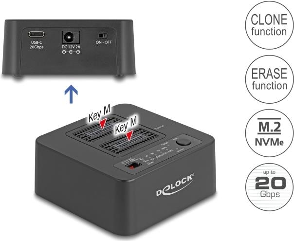 Delock Station d'accueil USB pour 2 SSD M.2 NVMe