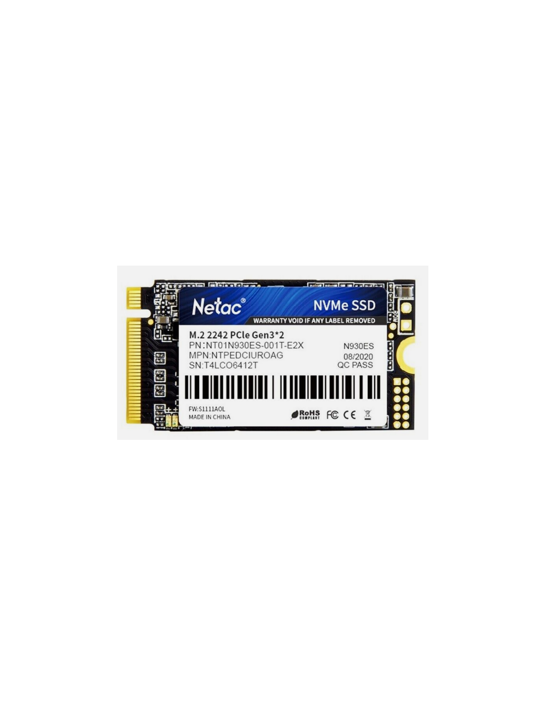 Disco SSD Netac N930ES 512GB M.2 NVMe - 1650MB/s Leitura, 2242